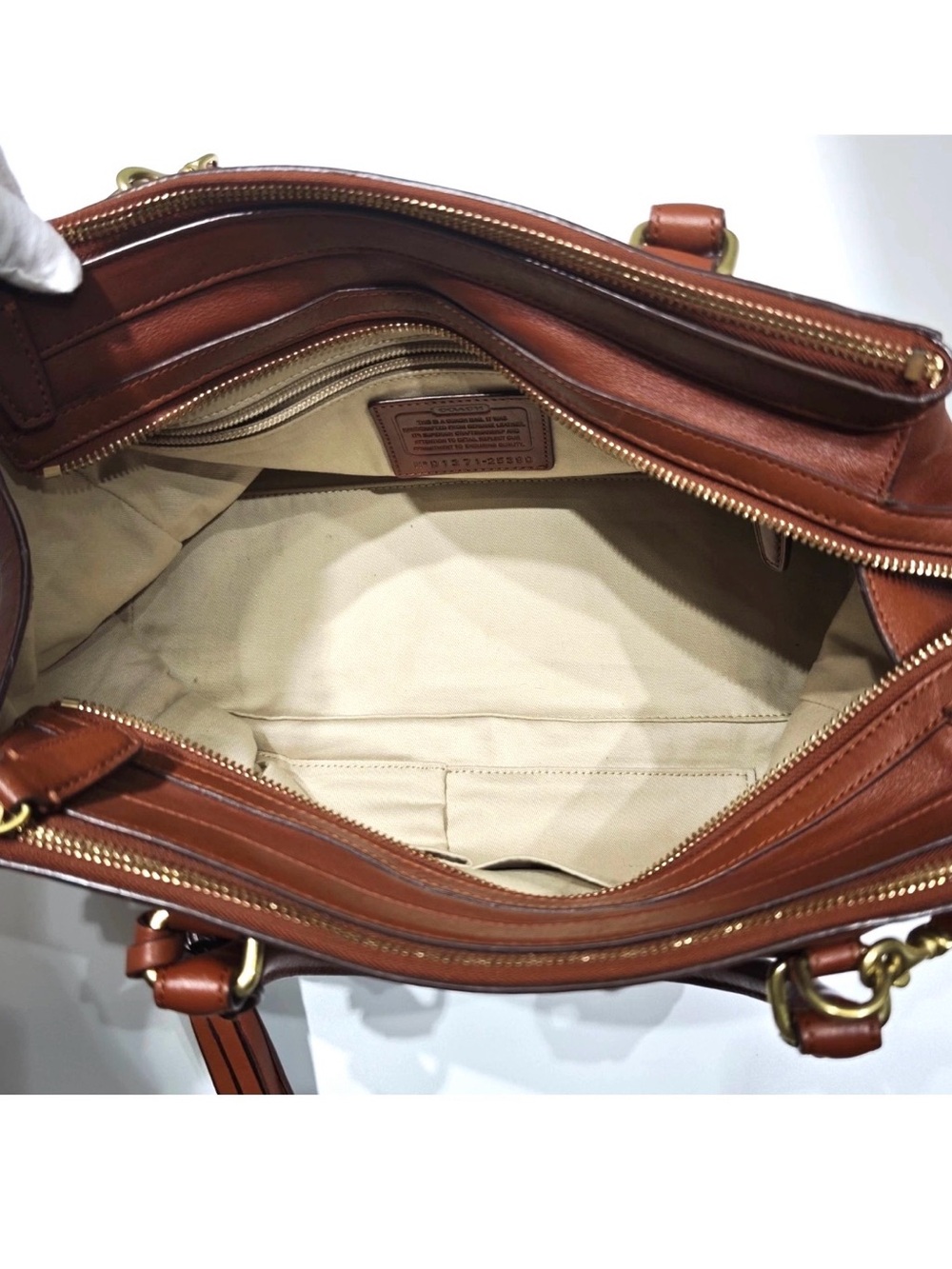 Coach Legacy Harper Satchel Cognac Leather Large Tote Crossbody Shoulder Bag - Picture 4 of 11